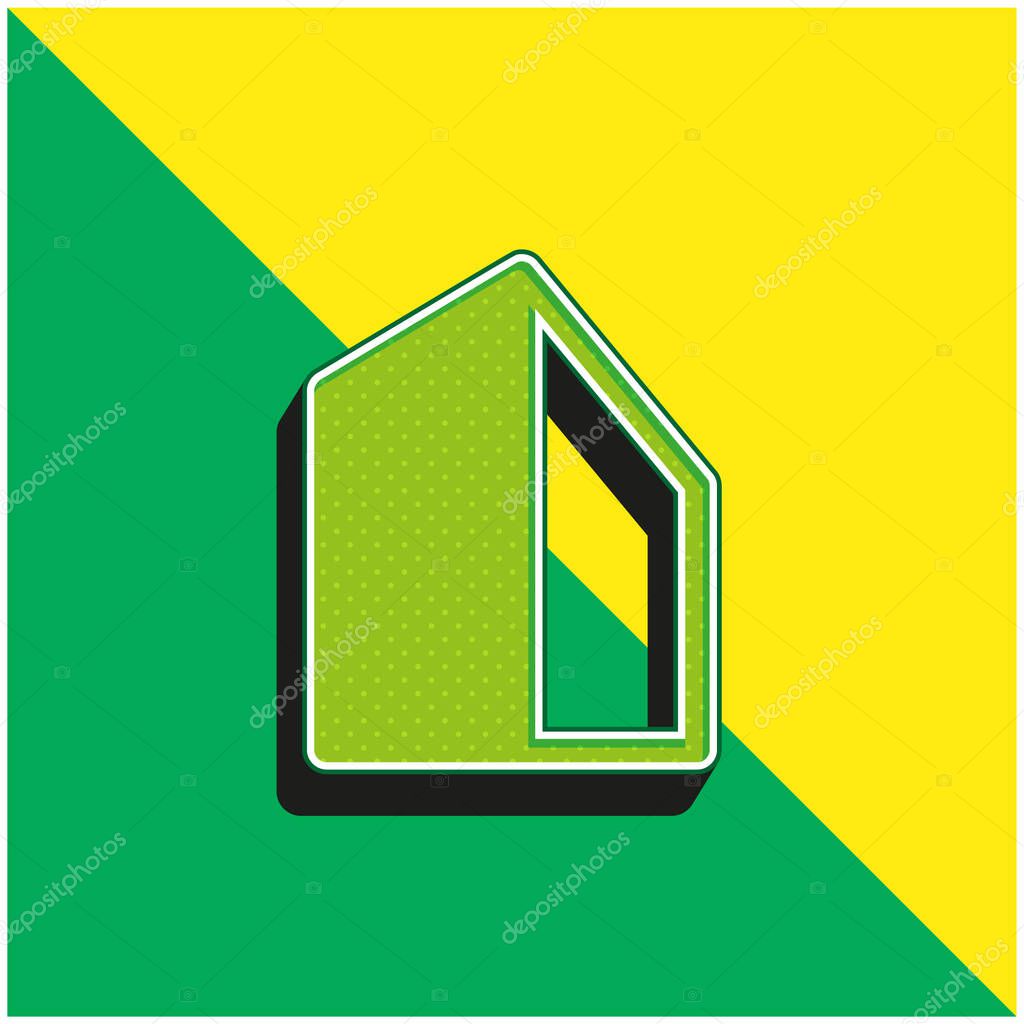 Big Building Green and yellow modern 3d vector icon logo