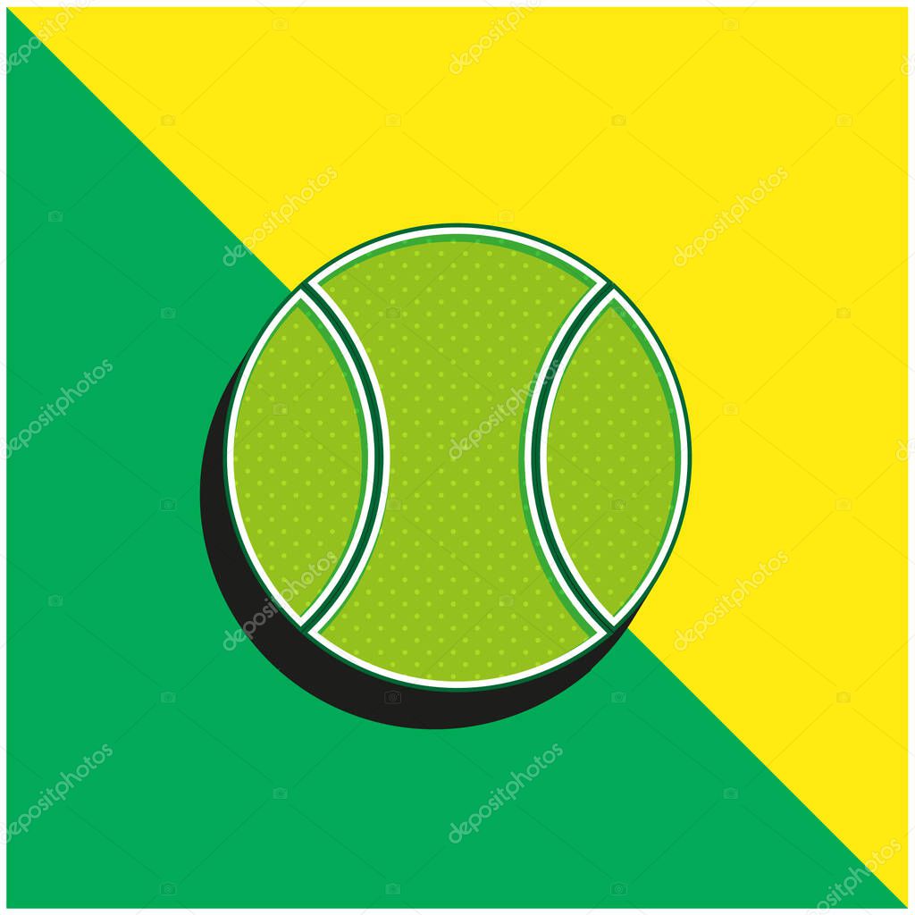 Big Tennis Ball Green and yellow modern 3d vector icon logo