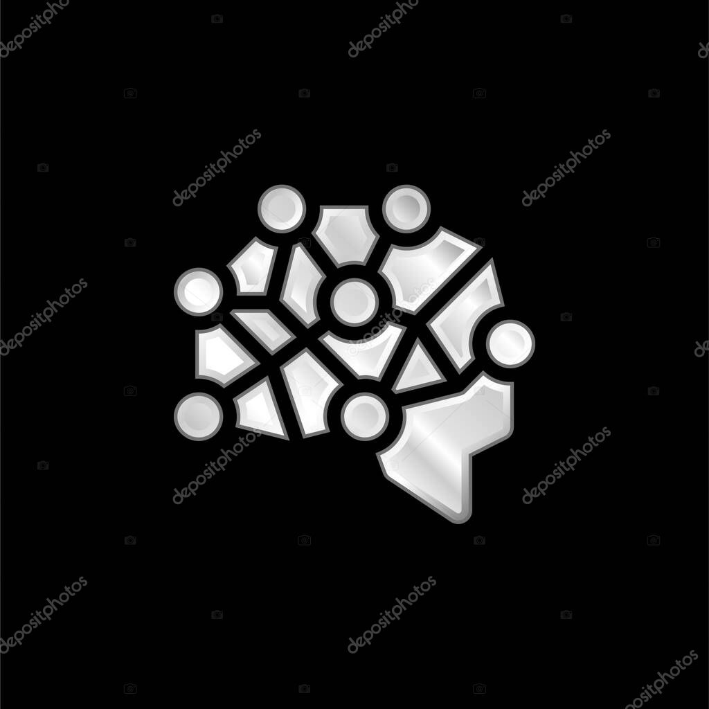 Brain silver plated metallic icon