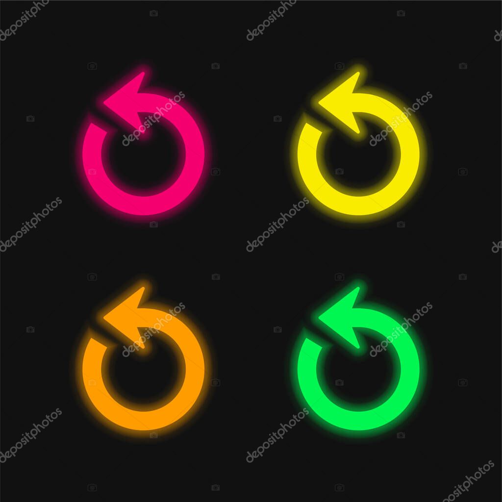 Arrow Circle four color glowing neon vector icon