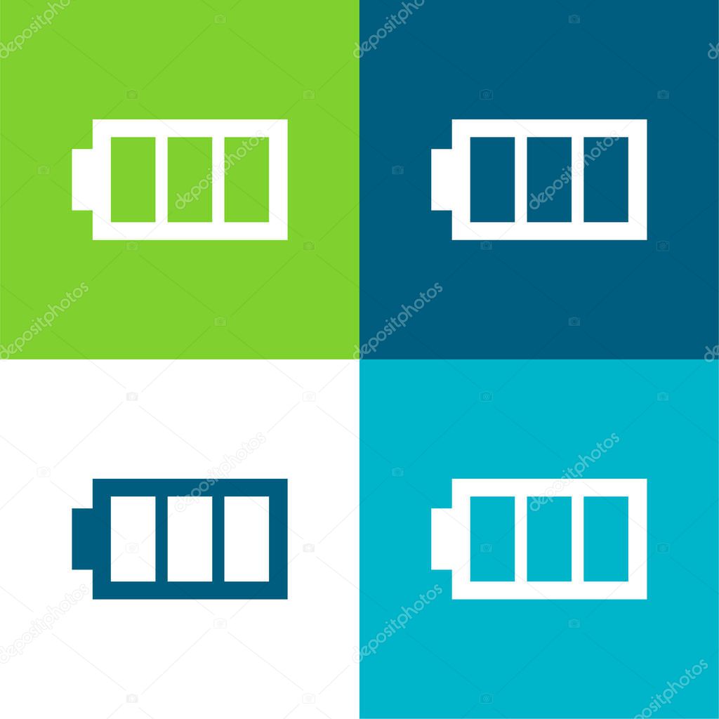 Battery With Three Empty Areas Flat four color minimal icon set
