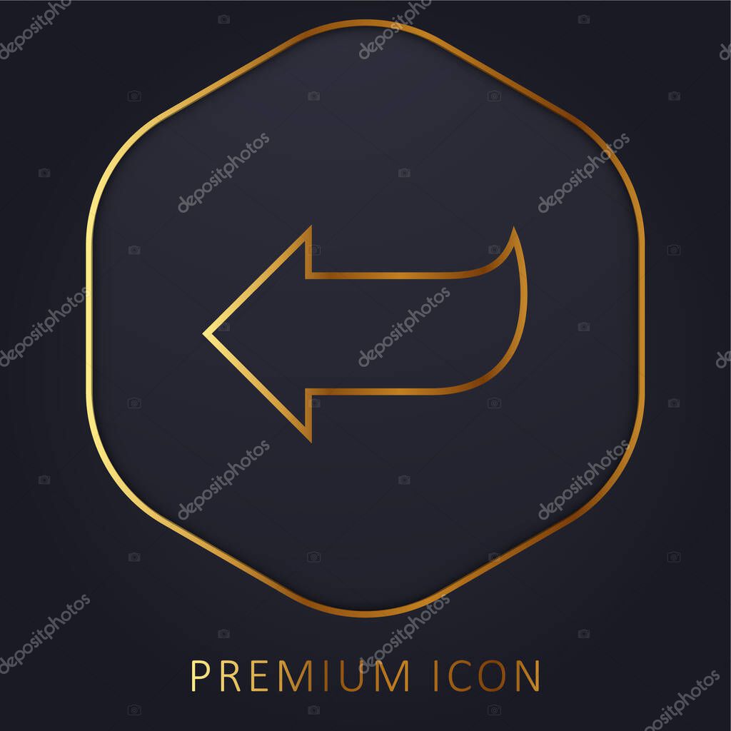 Arrow Shape Pointing To Left golden line premium logo or icon