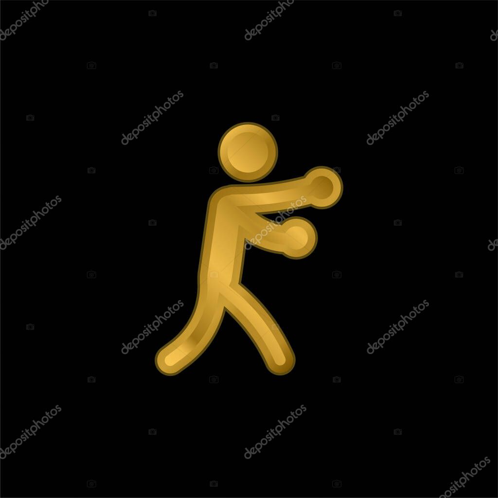 Boxing gold plated metalic icon or logo vector