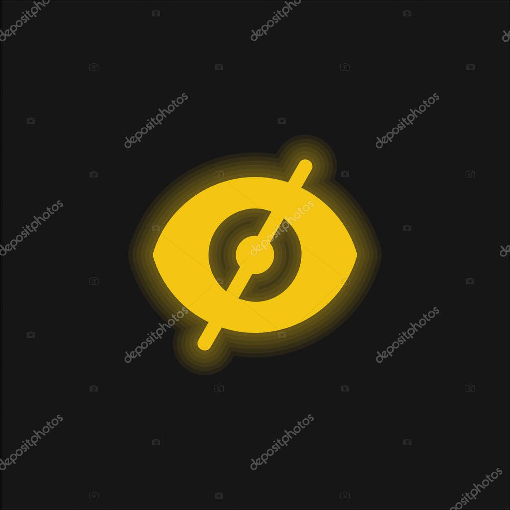 Blind yellow glowing neon icon