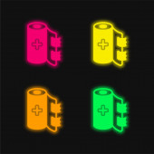 Obvaz čtyři barvy zářící neonový vektor ikona