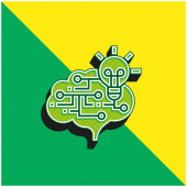 Agy Zöld és sárga modern 3D vektor ikon logó