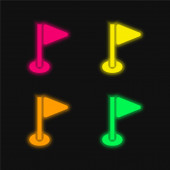 Birdie vier Farben leuchtenden Neon-Vektor-Symbol