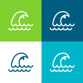 Big Wave Flat čtyři barvy minimální ikona nastavena