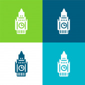 Big Ben Flat čtyři barvy minimální ikona nastavena