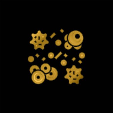 Bakteri altın kaplama metalik simge veya logo vektörü