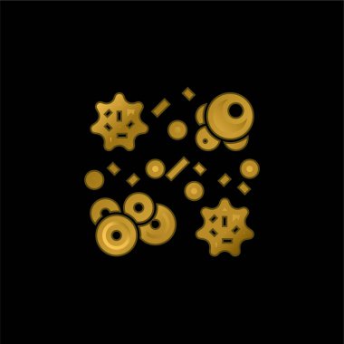 Bacteria gold plated metalic icon or logo vector clipart