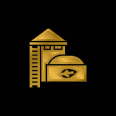 Biyogaz altın kaplama metalik simge veya logo vektörü