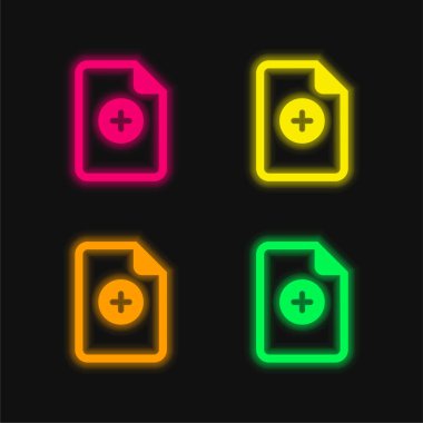 Parlayan dört renk neon vektör simgesi ekle