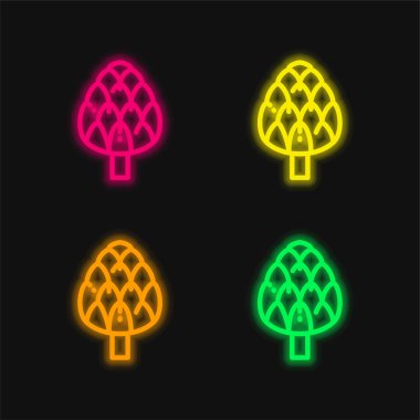 Artichoke four color glowing neon vector icon clipart