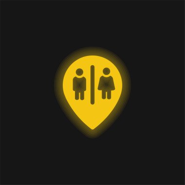 Baths Marker Point yellow glowing neon icon clipart