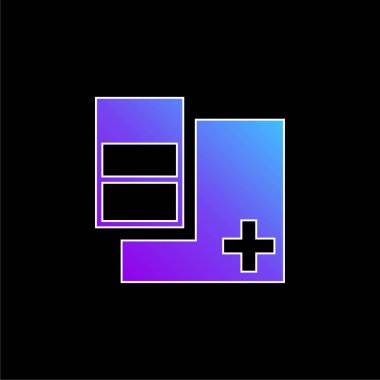 Üç Dikey Dikdörtgen mavi eğimli vektör simgesi ile kare düğmesi ekle