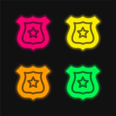 Dört renk parlayan neon vektör simgesi