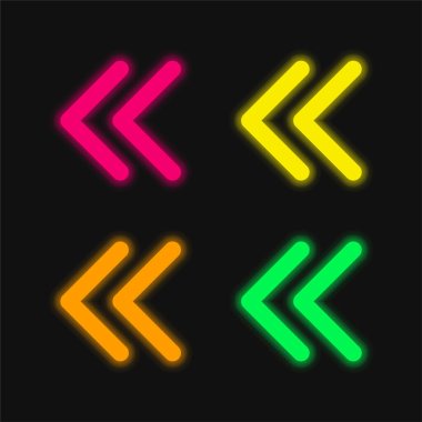 Arrowheads Of Thin Outline To The Left four color glowing neon vector icon clipart
