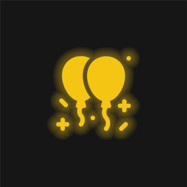 Balonlar sarı parlayan neon simgesi