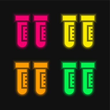 Kan örneği dört renk parlayan neon vektör simgesi