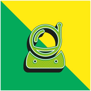 Astronot Yeşil ve Sarı 3D vektör simgesi logosu