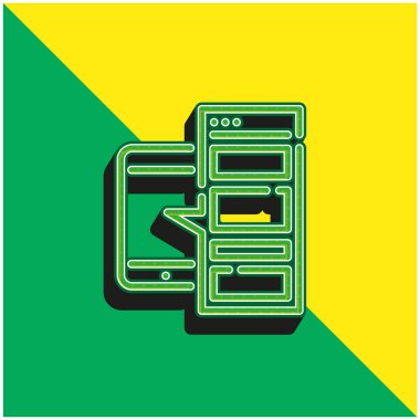 Uygulama Yeşil ve Sarı modern 3d vektör simgesi logosu