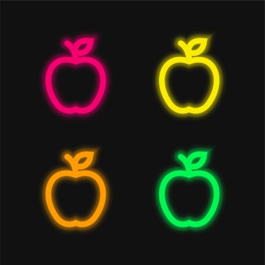 Apple Outline dört renkli parlayan neon vektör simgesi