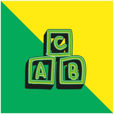Alphabet Cubes Educational Toy Green and yellow modern 3d vector icon logo clipart