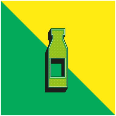 Etiket Yeşili ve Sarı 3D vektör simgesi ile şişe
