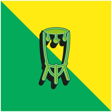 Ayakta Yeşil ve Sarı 3D vektör logosuna sahip Afrika Uzun Davulu