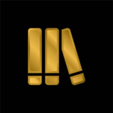 Kitaplar altın kaplamalı metalik simge veya logo vektörü