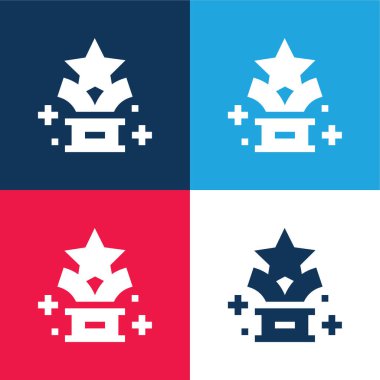 Ödül mavi ve kırmızı dört renk en düşük simge kümesi