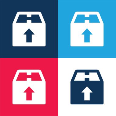 Kutu mavi ve kırmızı dört renk minimal simge kümesi