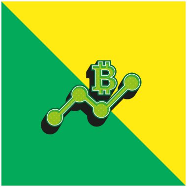 Bitcoin Grafiksel Yeşil ve Sarı 3D vektör logosunu Bağla