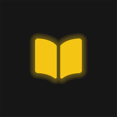 Açılmış Kitap Dolu Okuma Aracı Sarı parlak neon simgesi