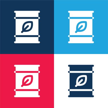 Biofuel blue and red four color minimal icon set clipart