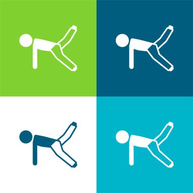 Zeminde Uzanan Bacak Düz Dört Renk Simgesi