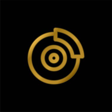 Fren Diski altın kaplamalı metalik simge veya logo vektörü