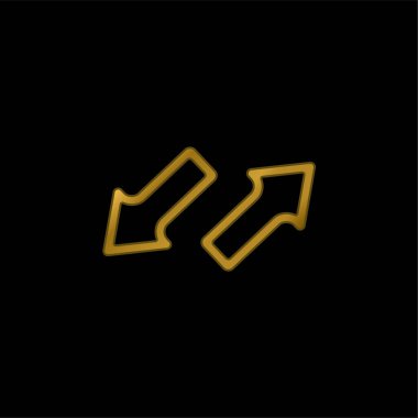 Zıt yönleri gösteren çift oklu altın kaplama metalik simge veya logo vektörü