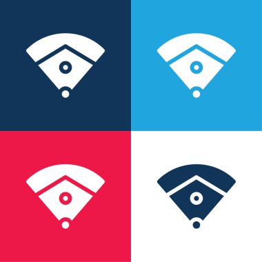 Baseball Field blue and red four color minimal icon set clipart
