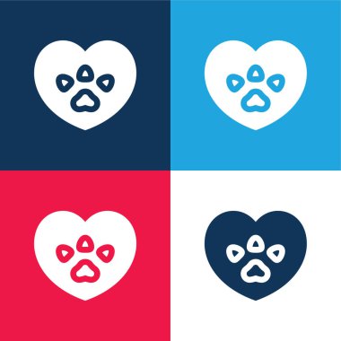 Hayvan Hakları Mavi ve Kırmızı Dört Renk Minimum Simgesi