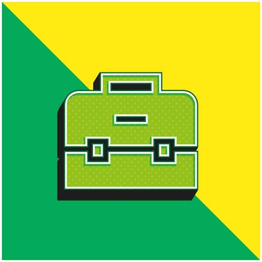 Evrak çantası Yeşil ve sarı modern 3d vektör simgesi logosu