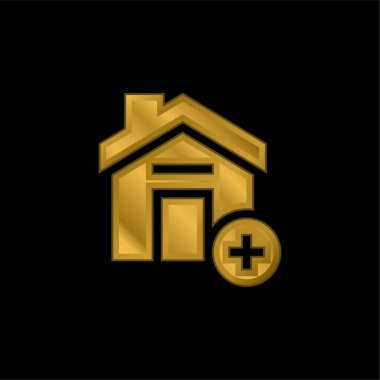 Altın kaplama metalik simge ya da logo vektörü ekle