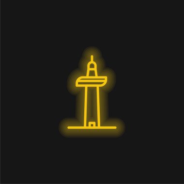 Auckland yellow glowing neon icon clipart