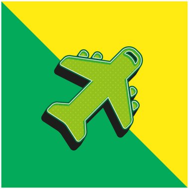 Uçak Yeşil ve Sarı Modern 3D vektör simgesi logosu