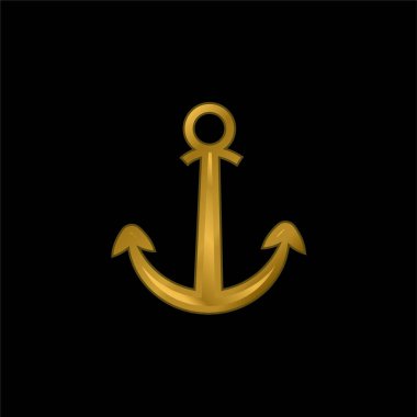 Arayüz altın kaplamalı metalik simge veya logo vektörü için Çapa Sembolü