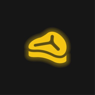 Büyük Biftek sarı parlak neon ikonu