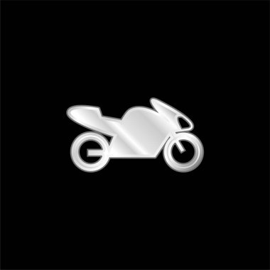 Bike With Motor, IOS 7 Interface Symbol silver plated metallic icon clipart