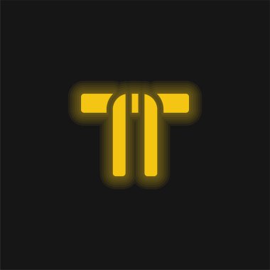 Siyah kuşak sarı parlak neon simgesi