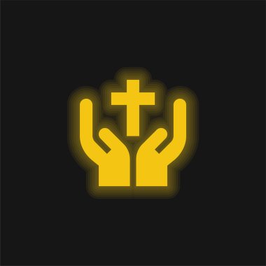 Parlak sarı neon ikonu kutsa